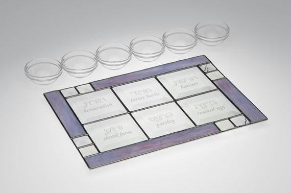 Glass Seder Plates - Beveled Lavender Seder Plate