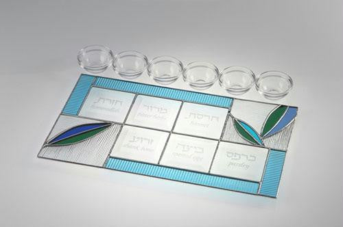 Glass Seder Plates - Mirrored Leaf Seder Plate