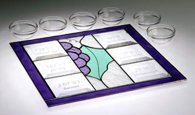 Glass Seder Plates - Grapes of the Vine Seder Plate