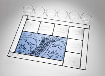 Glass Seder Plates - Parting of the Red Sea Seder Plate