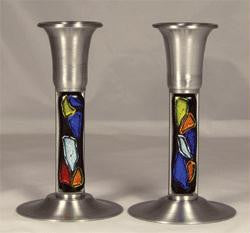 Glass Candlesticks - Mosaic Black Candle Holders
