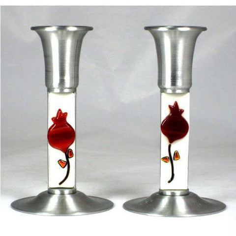 Glass Candlesticks - Pomegranate Candle Holders