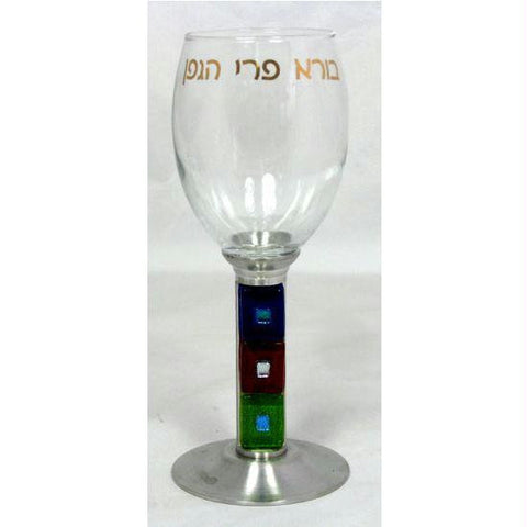 Glass Kiddush Cups - Twelve Tribes Kiddush Cup Elijah (Hebrew)