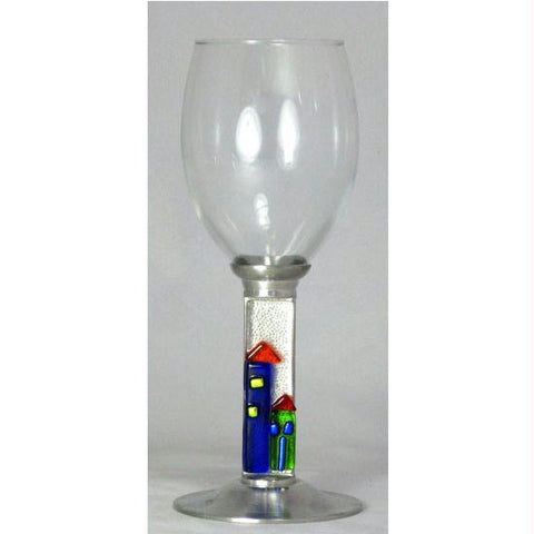Glass Kiddush Cups - Houses Kiddush Cup Borey Pri (Hebrew)