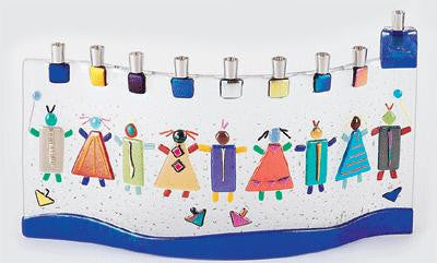 Handmade Glass Menorahs - Children Of Israel Menorah