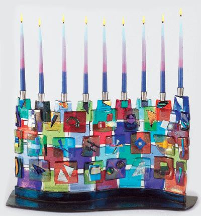 Handmade Glass Menorahs - The Wall Menorah by Tamara Baskin