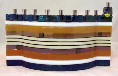 Handmade Glass Menorahs - Sands Menorah By Tamara Baskin