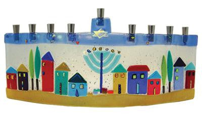 Handmade Glass Menorahs - Kfar Menorah By Tamara Baskin