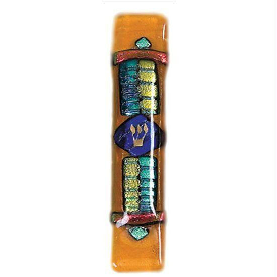 Handmade Glass &amp; Stained Glass Mezuzahs - Amber Torah Mezuzah