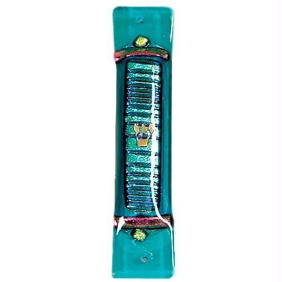 Handmade Glass &amp; Stained Glass Mezuzahs - Emerald Mezuzah