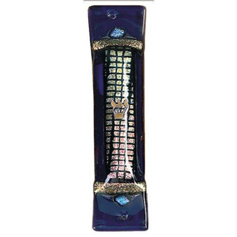 Handmade Glass &amp; Stained Glass Mezuzahs - Golden Grid Mezuzah