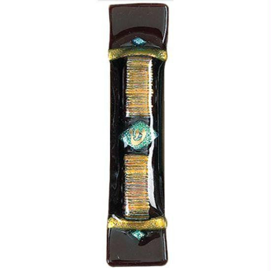 Handmade Glass &amp; Stained Glass Mezuzahs - Midnight Gold Mezuzah