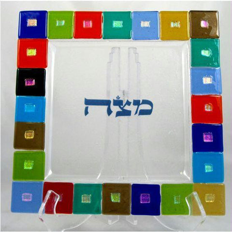 Glass Matzah Trays and Matzah Holders - Twelve Tribes Matzah Tray by Tamara Baskin