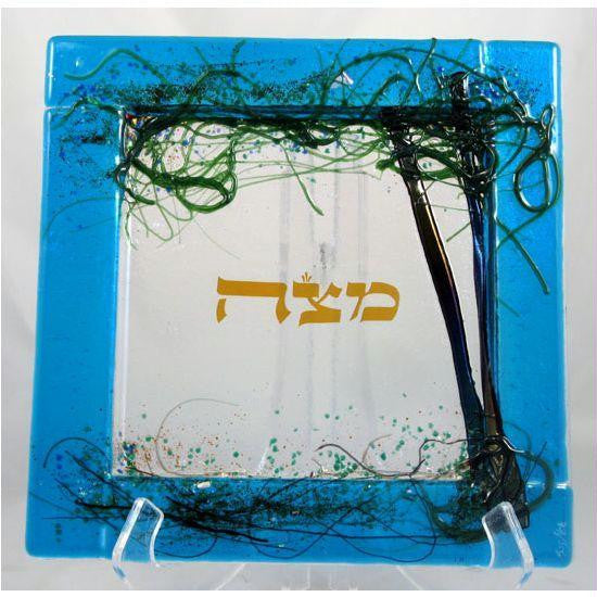 Glass Matzah Trays and Matzah Holders - Tree of Life Matzah Tray by Tamara Baskin