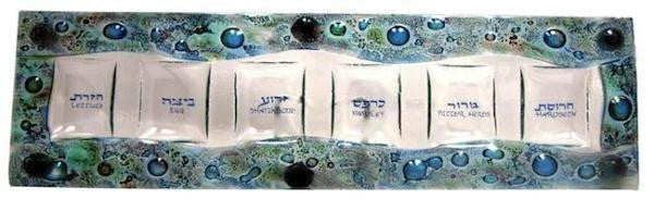 Glass Seder Plates - Rectangular Mediterranean Sea Seder Plate by Tamara Baskin