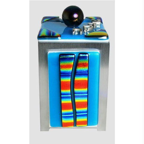 Glass Tzedakah Boxes - Rainbow Tallit Tzedakah Box