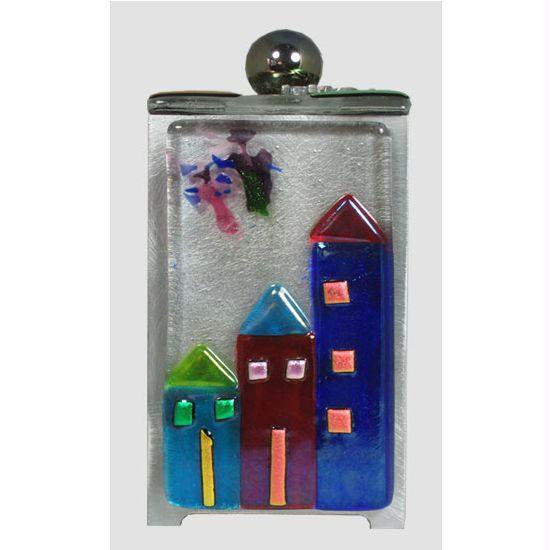 Glass Tzedakah Boxes - Houses Tzedakah Box