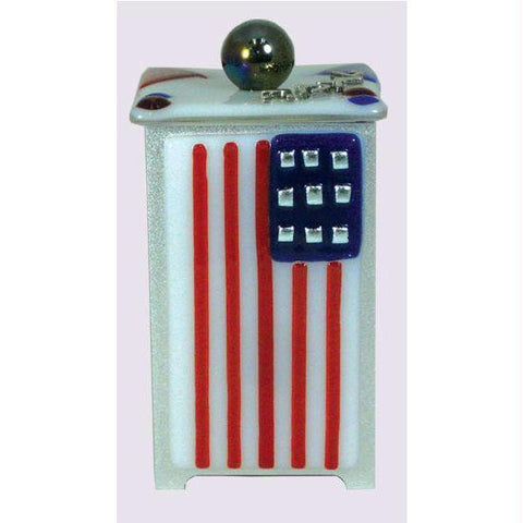 Glass Tzedakah Boxes - American Flag Tzedakah Box