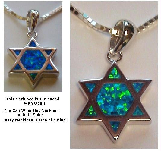 Pendants &amp; Amulets - Silver Star of David with Opals