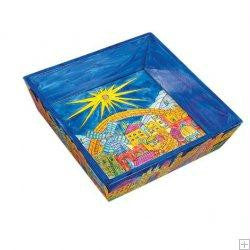 Wooden Matzah Trays and Matzah Holders - Jerusalem Oriental Wooden Passover Matzah Tray by Yair Emanuel