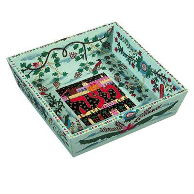 Wooden Matzah Trays and Matzah Holders - Oriental Wooden Passover Matzah Tray by Yair Emanuel