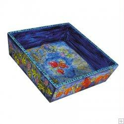 Wooden Matzah Trays and Matzah Holders - Seven Spices Wooden Passover Matzah Tray by Yair Emanuel