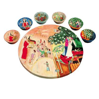 Wooden Passover Seder Plates - Figures Wooden Passover Seder Plate by Yair Emanuel