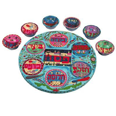 Wooden Passover Seder Plates - Oriental Wooden Passover Seder Plate by Yair Emanuel