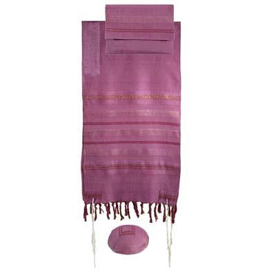 Women's Tallitot - Maroon Hand Woven Silk Tallit by Yair Emanuel