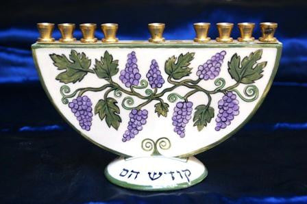 Handmade Ceramic Menorahs - Grapes Ceramic Menorah