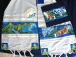 Modern Tallits for Men - Men's Silk Applique Wool Tallit - The Exodus White 18X62 Inches