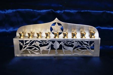 Metal Menorahs - Star of David Metal Menorah