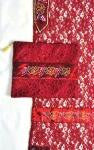 Women's Tallits - Women's Tallit - Embroidered Lace Burgundy Pomegranate