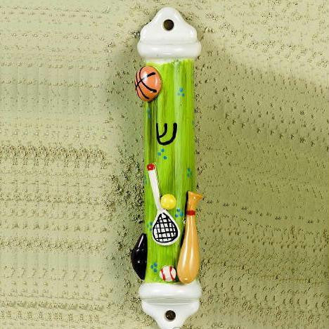 Ceramic Mezuzahs - Ceramic Sports Mezuzah