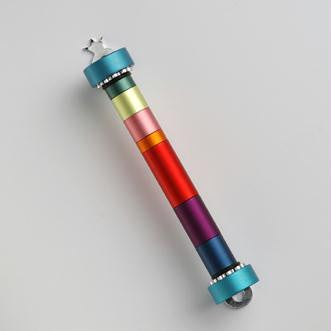 Metal Mezuzahs - Handmade Rainbow Mezuzah